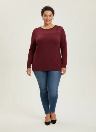 Truedames Classic Round Neck Shimmer Knit Tunic In Pink