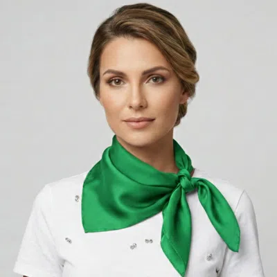 Truedames Classic Solid Silk Feel Square Scarf In Green