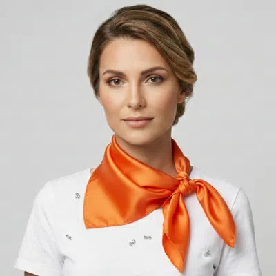 Truedames Classic Solid Silk Feel Square Scarf In Orange