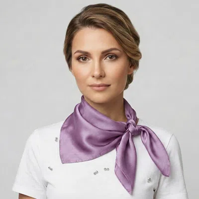 Truedames Classic Solid Silk Feel Square Scarf In Purple
