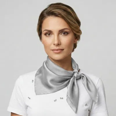 Truedames Classic Solid Silk Feel Square Scarf In Silver