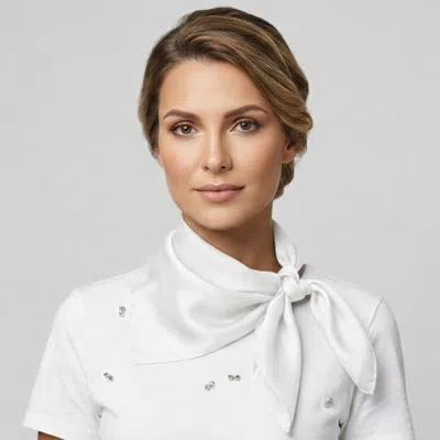 Truedames Classic Solid Silk Feel Square Scarf In White