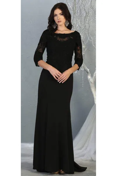 Truedames Classy 3/4 Long Sleeve Mother Of The Bride Dress In Black
