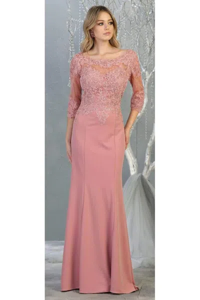 Truedames Quarter Sleeve Classy Mother Of Bride Dress In Pink