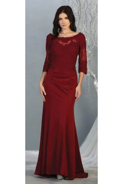 Truedames Classy 3/4 Long Sleeve Mother Of The Bride Dress In Burgundy