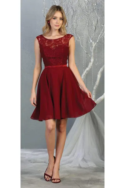 Truedames Classy Short Lace & Chiffon Bridesmaids Dresses In Blue