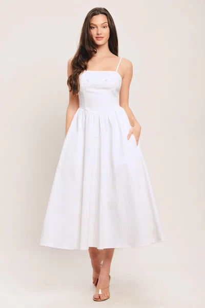 Truedames Cloud Petal Woven Midi Dress In White