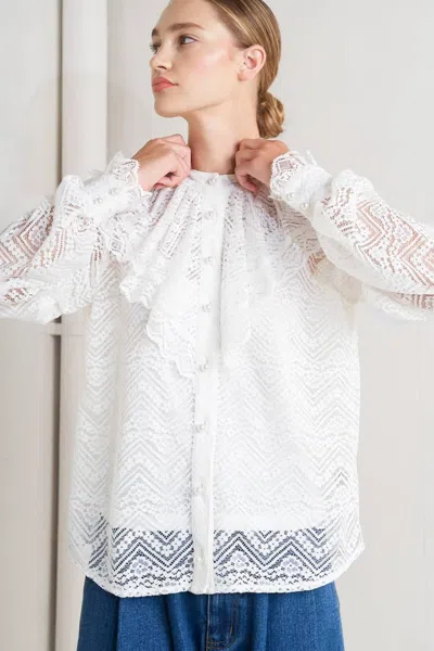Truedames Cloud Romance Woven Lace Top In White