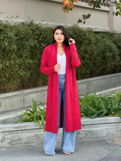 Truedames Clover Fine Knit Midi Cardi Cardigan With Pockets In Green