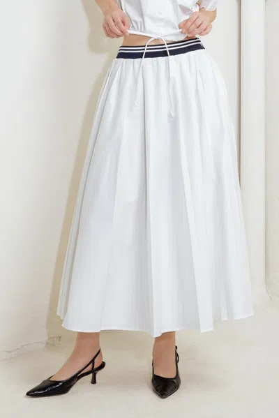 Truedames Coastal Collar Woven Midi Skirt In White