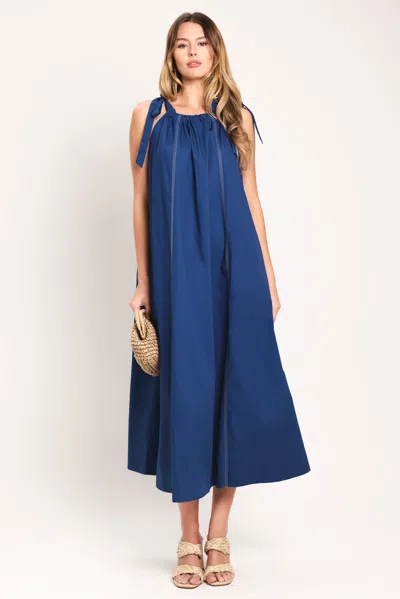 Truedames Coastal Ease Woven Midi Dress In Blue