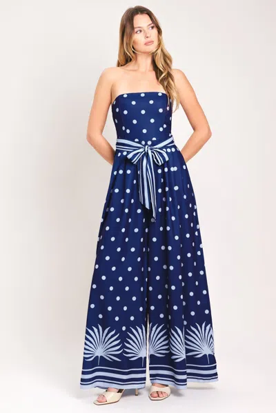 Truedames Coastal Sway Woven Jumpsuit In Blue