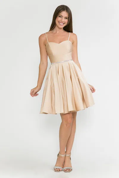 Truedames Cocktail Dress Sweetheart Embellished Party Dress In Neutral
