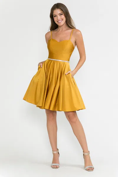 Truedames Cocktail Dress Sweetheart Embellished Party Dress In Yellow