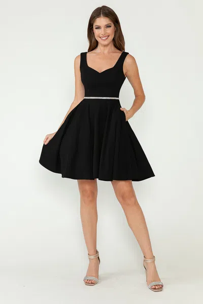 Truedames Cocktail Dress Sweetheart Sleeveless A-line Dress In Black