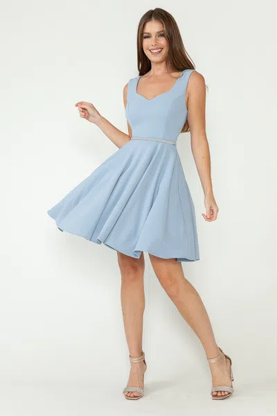 Truedames Cocktail Dress Sweetheart Sleeveless A-line Dress In Blue