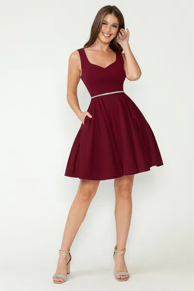 Truedames Cocktail Dress Sweetheart Sleeveless A-line Dress In Brown