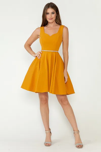 Truedames Cocktail Dress Sweetheart Sleeveless A-line Dress In Orange