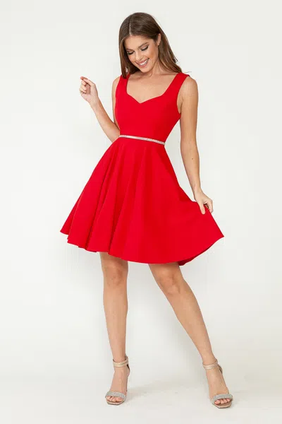 Truedames Cocktail Dress Sweetheart Sleeveless A-line Dress In Red