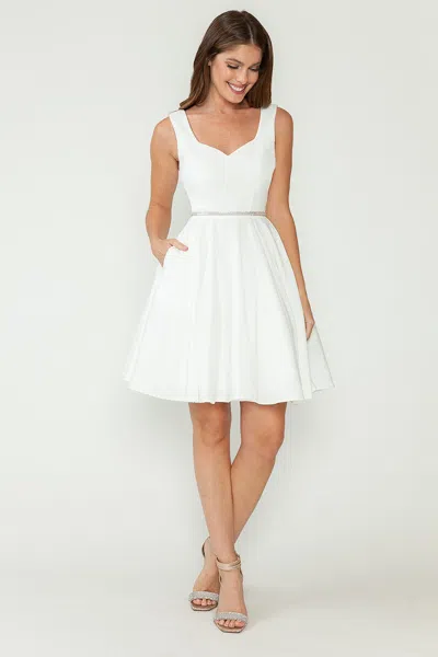 Truedames Cocktail Dress Sweetheart Sleeveless A-line Dress In White