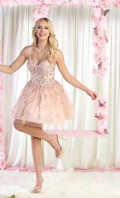 Truedames Cocktail Embroidered Dress In Pink