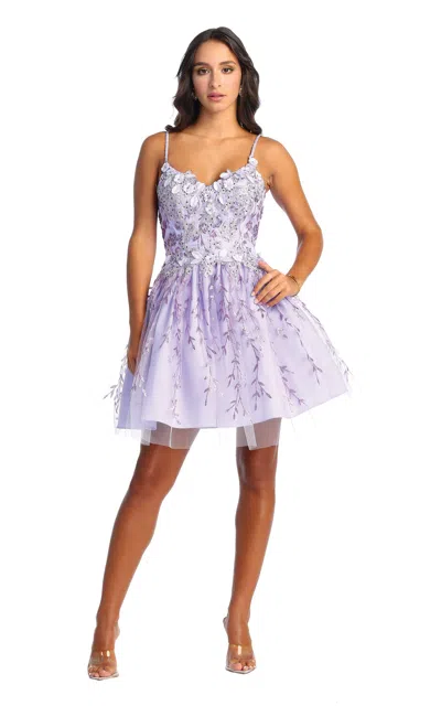 Truedames Cocktail Embroidered Dress In Purple