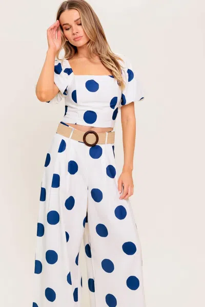 Truedames Coconut Kiss Navy Top And Pant Set In White