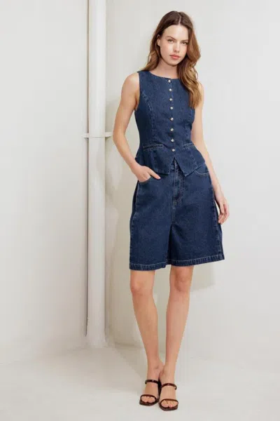 Truedames Coffee Petal Denim Short In Blue