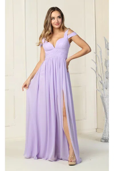 Truedames Cold Shoulder Bridesmaids Evening Gown In Purple