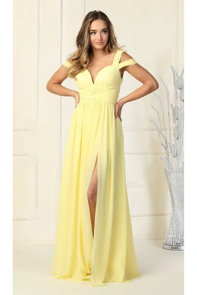 Truedames Cold Shoulder Bridesmaids Evening Gown In Yellow