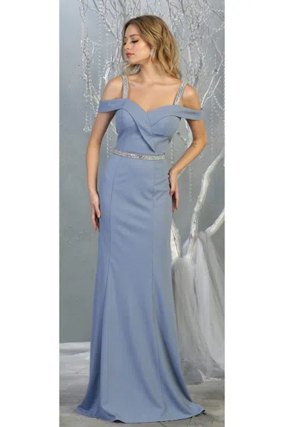 Truedames Cold Shoulder Formal Long Dresses In Blue