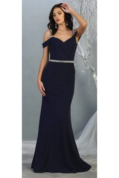 Truedames Cold Shoulder Formal Long Dresses In Blue