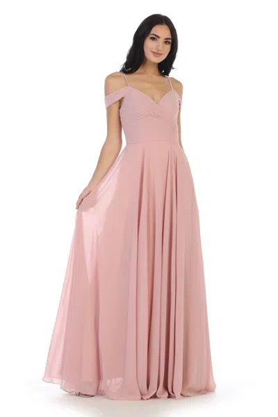Truedames Cold Shoulder Long Bridesmaid Chiffon Gown In Multi