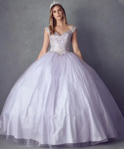 Truedames Cold Shoulder Quinceanera Ball Gown In Blue
