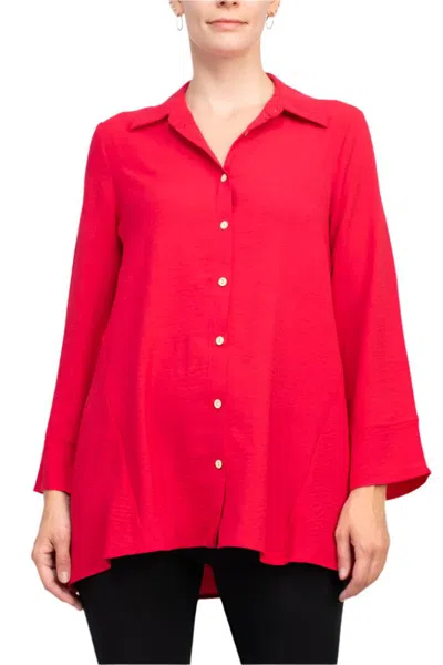 Truedames Collared 3/4 Sleeve Solid Shirt In Pink