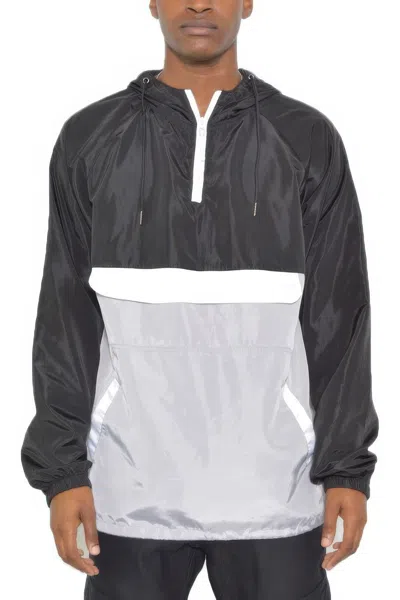 Truedames Color Block Anorak Jacket Pullover Windbreaker In Black
