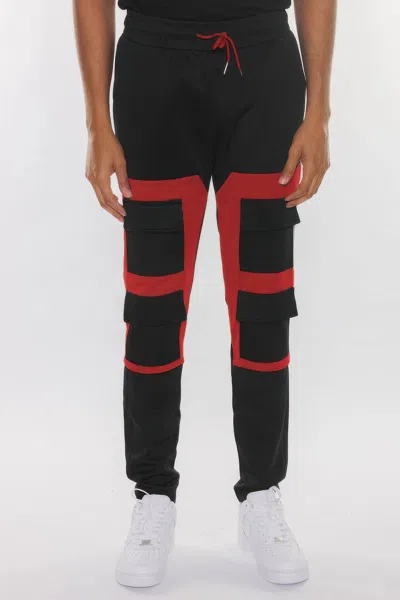 Truedames Color Block Cargo Track Pant In Black