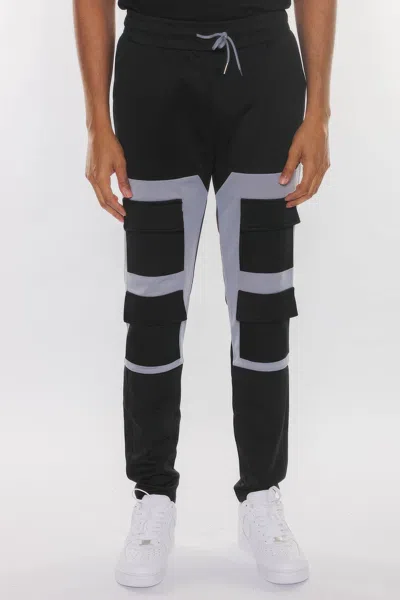 Truedames Color Block Cargo Track Pant In Black