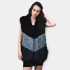 Truedames Color Block Faux Fur Vest In Black