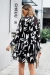 Truedames Color Block Hem Ruffle Printing Loose Fit Midi Dress In Multi