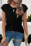 Truedames Color Block Knit Round Neck Fit Top In Black
