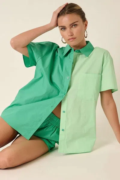 Truedames Color Block Short Sleeve Shirt And Shorts Set In Multi