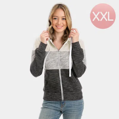 Truedames Color Block Zip Up Hoodies Sweater In Black