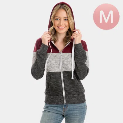 Truedames Color Block Zip Up Hoodies Sweater In Gray