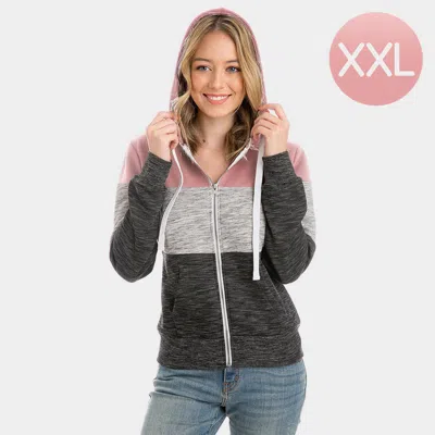 Truedames Color Block Zip Up Hoodies Sweater In Multi