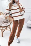 Truedames Color Checke Textu Split Pullover Top And Pants Set In Multi