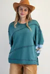 Truedames Color Mix Embroidered Washed Pullover In Blue