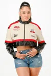 Truedames Colorblock Crop Jacket In Red