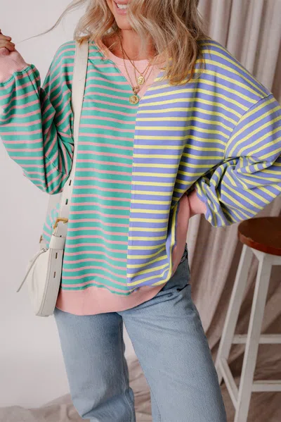 Truedames Colorblock Drop Shoulder Oversize Sweatshirt In Multi