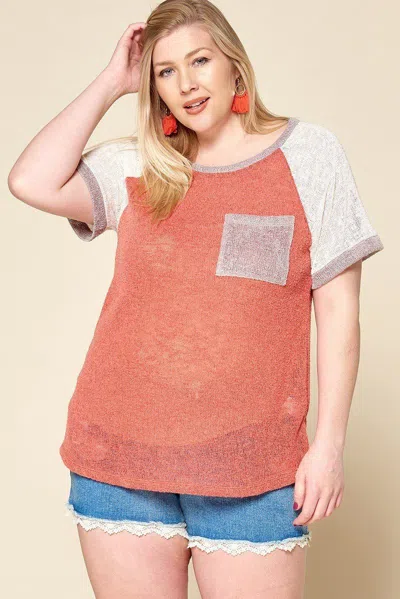 Truedames Color-blocked Sweater Knit Top In Multi